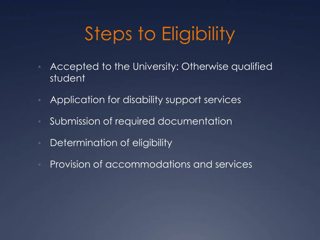 steps to eligibility