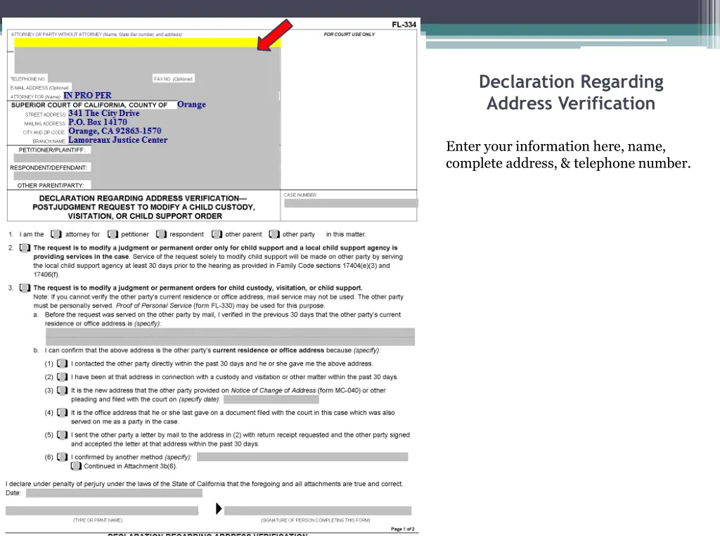 declaration regarding address verification 1