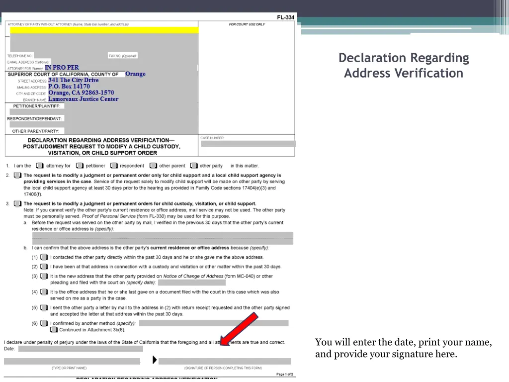 declaration regarding address verification 9