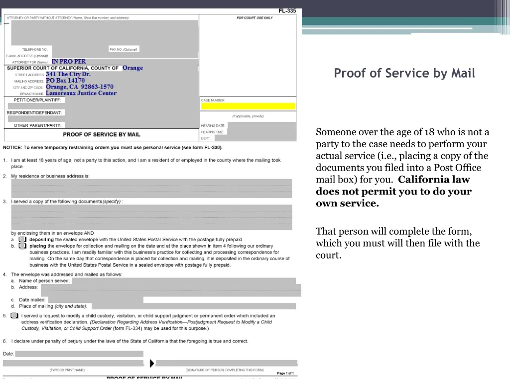 proof of service by mail