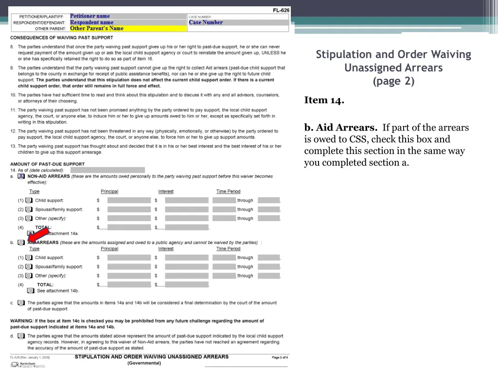 stipulation and order waiving unassigned arrears 10