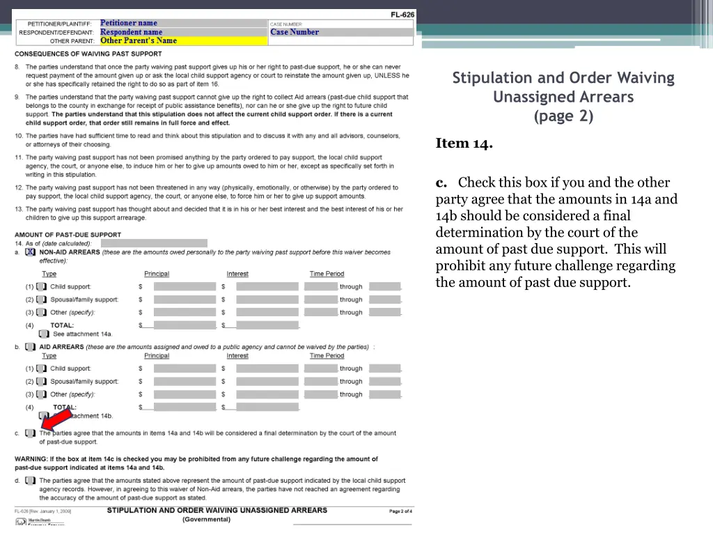 stipulation and order waiving unassigned arrears 11