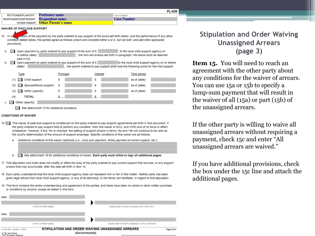 stipulation and order waiving unassigned arrears 14