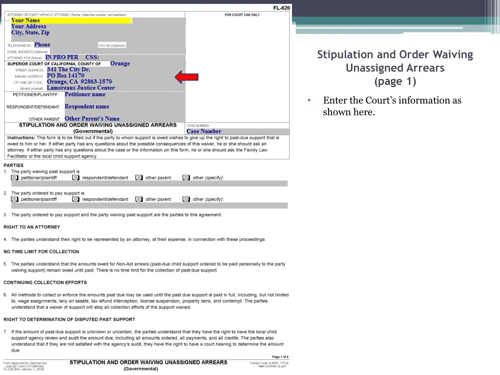 stipulation and order waiving unassigned arrears 2