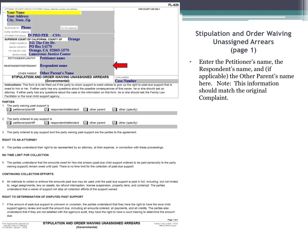 stipulation and order waiving unassigned arrears 3