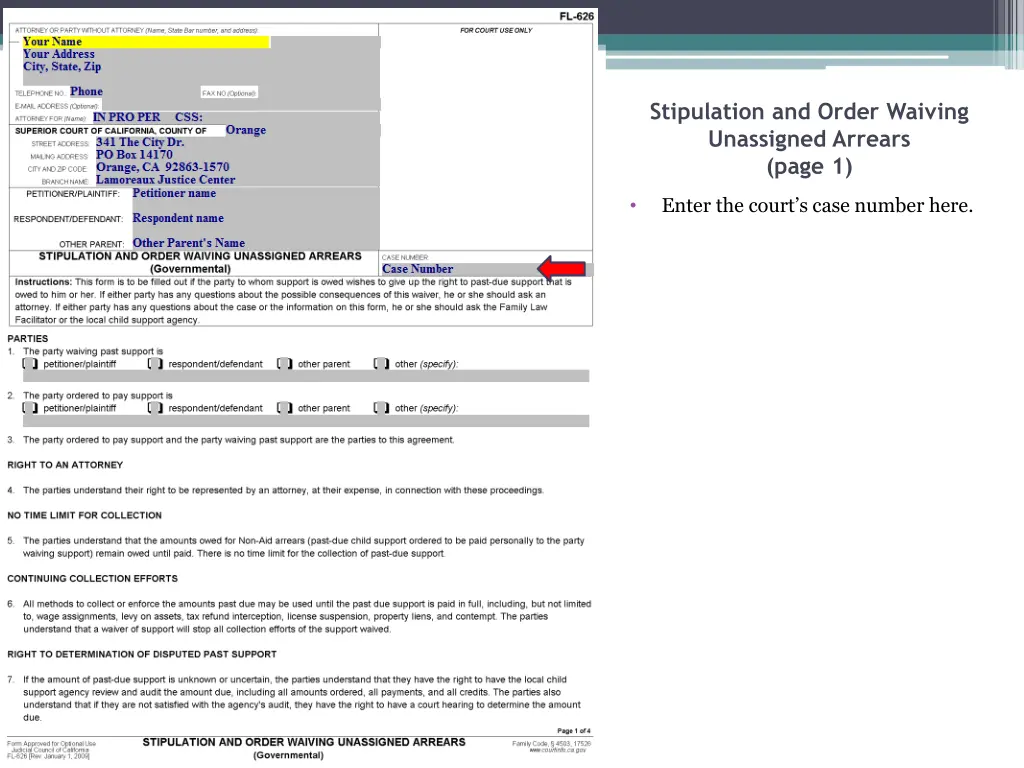 stipulation and order waiving unassigned arrears 4