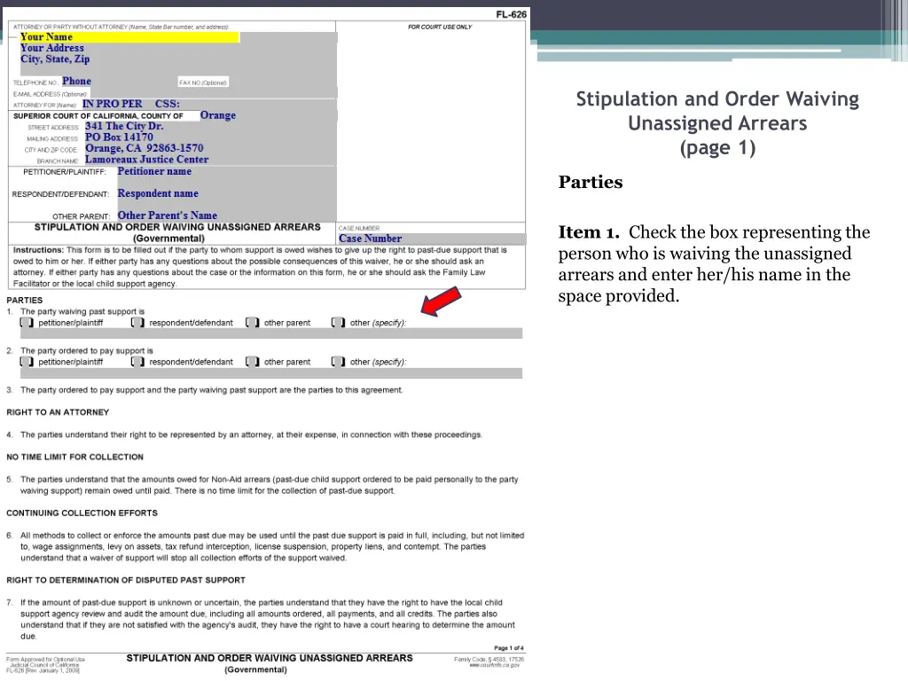 stipulation and order waiving unassigned arrears 5
