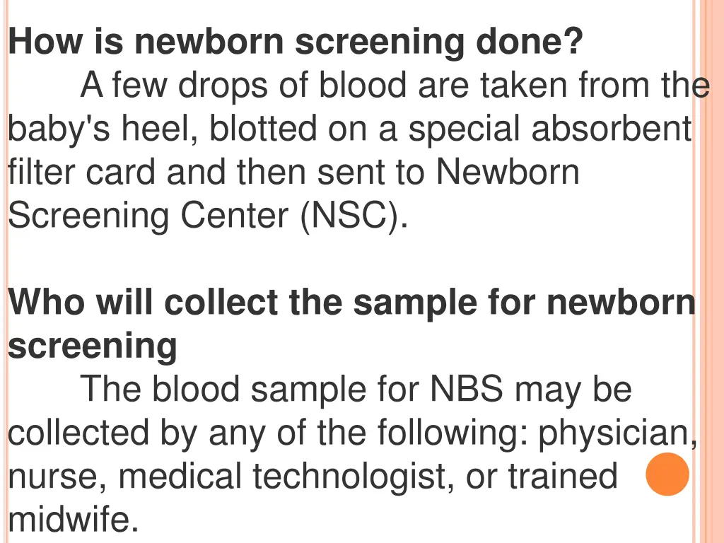 how is newborn screening done a few drops