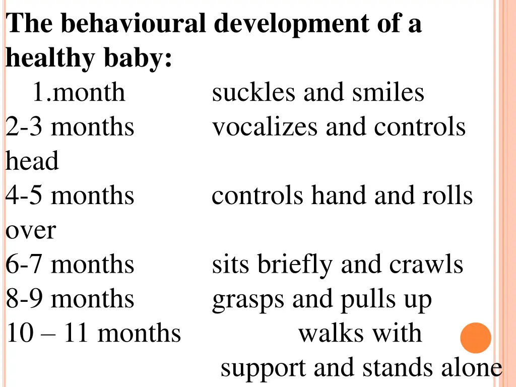 the behavioural development of a healthy baby