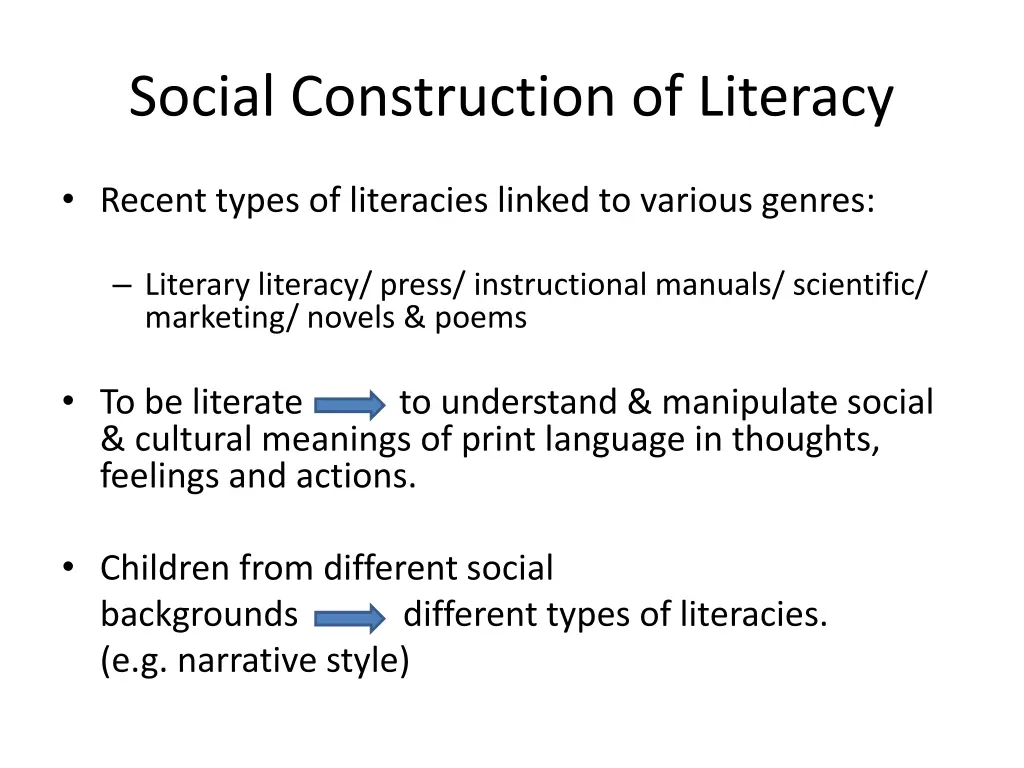 social construction of literacy