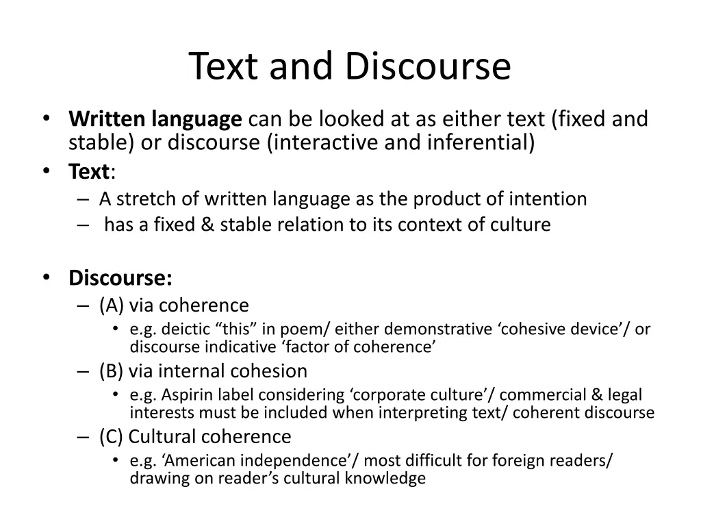 text and discourse