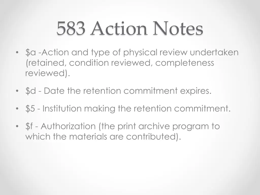583 action notes