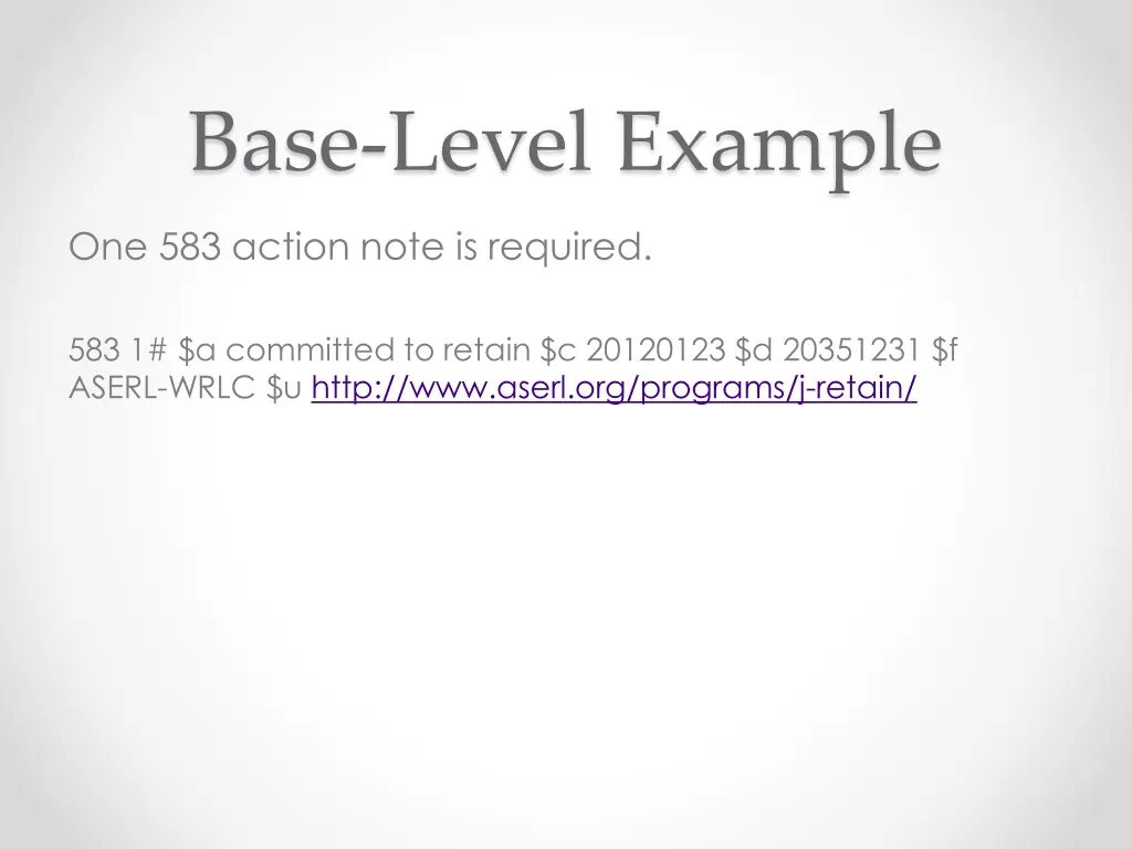 base level example