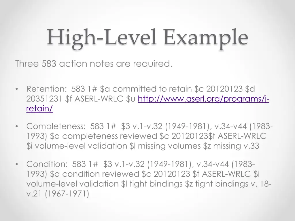 high level example