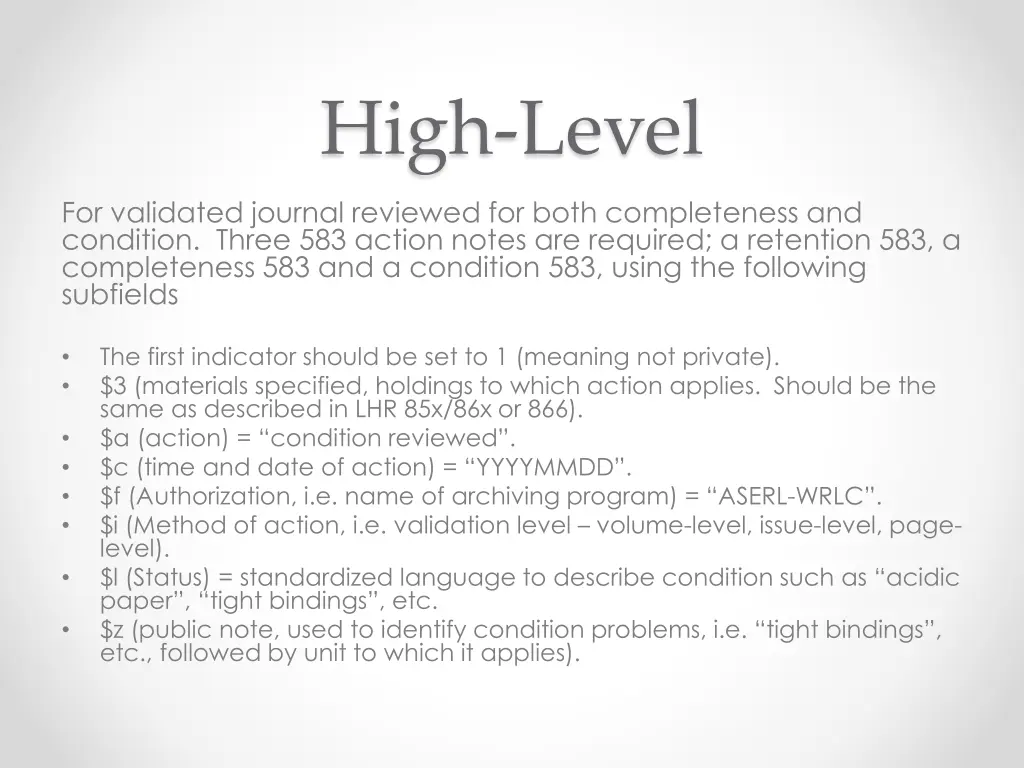high level