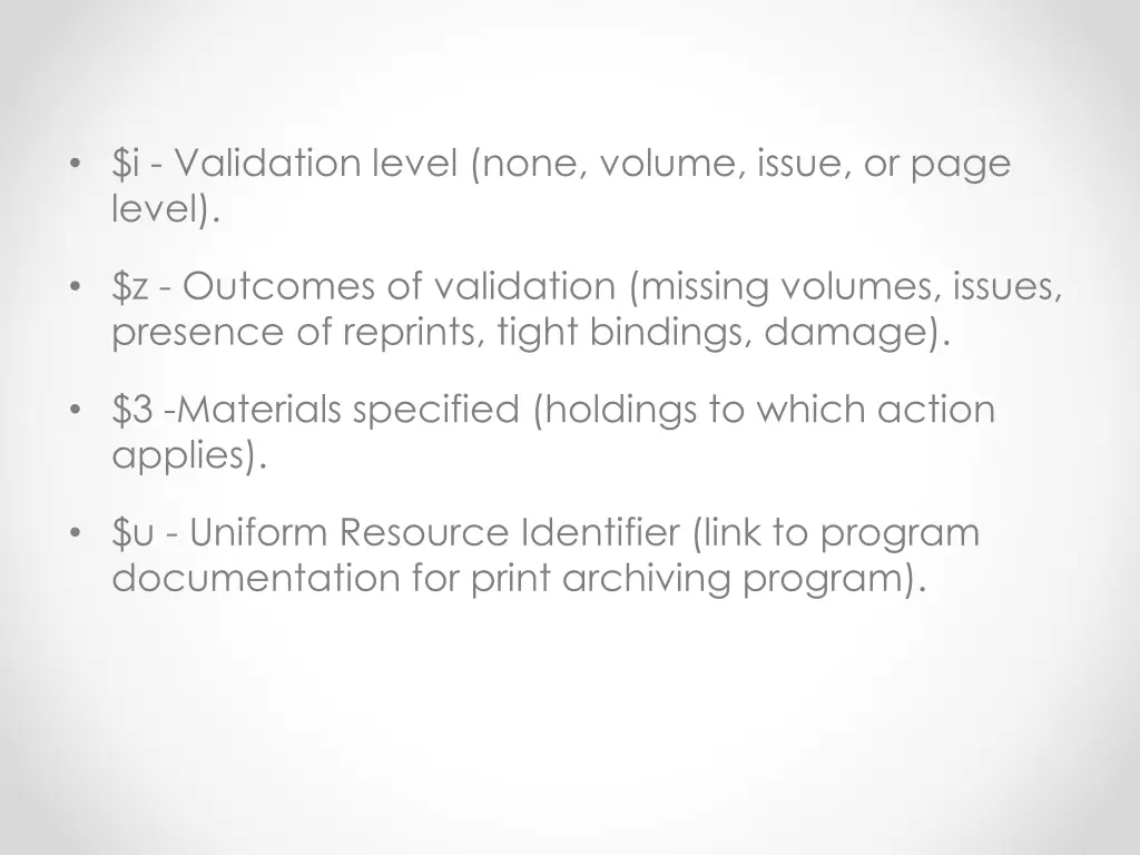 i validation level none volume issue or page level