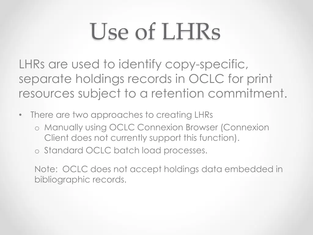 use of lhrs