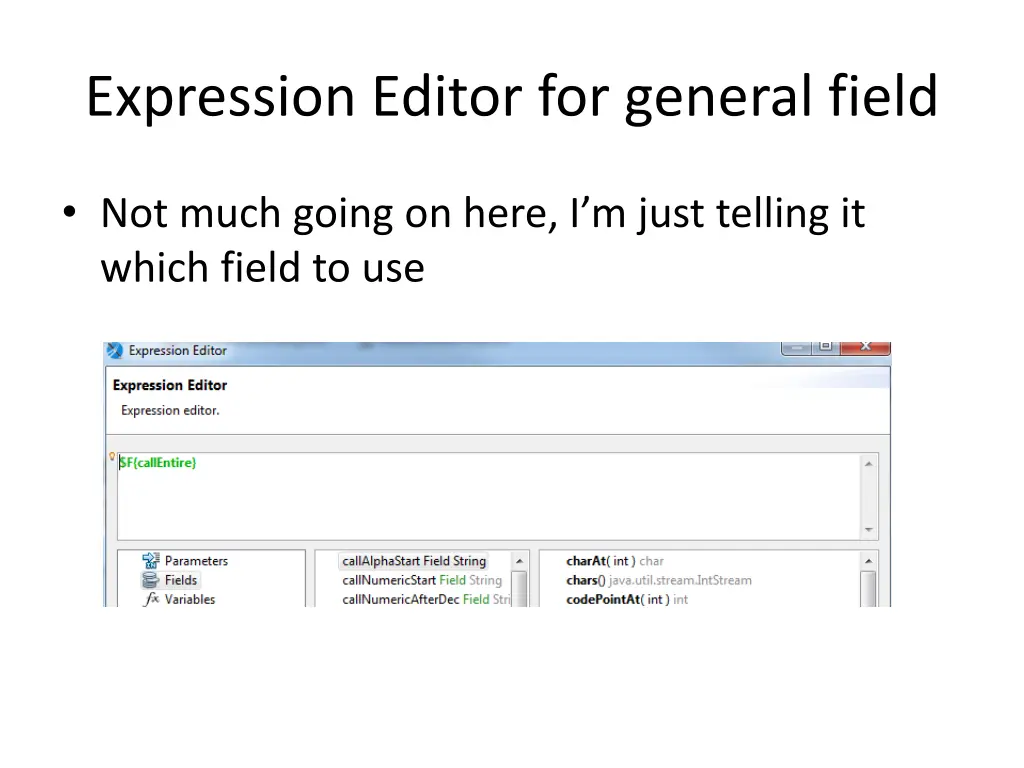 expression editor for general field