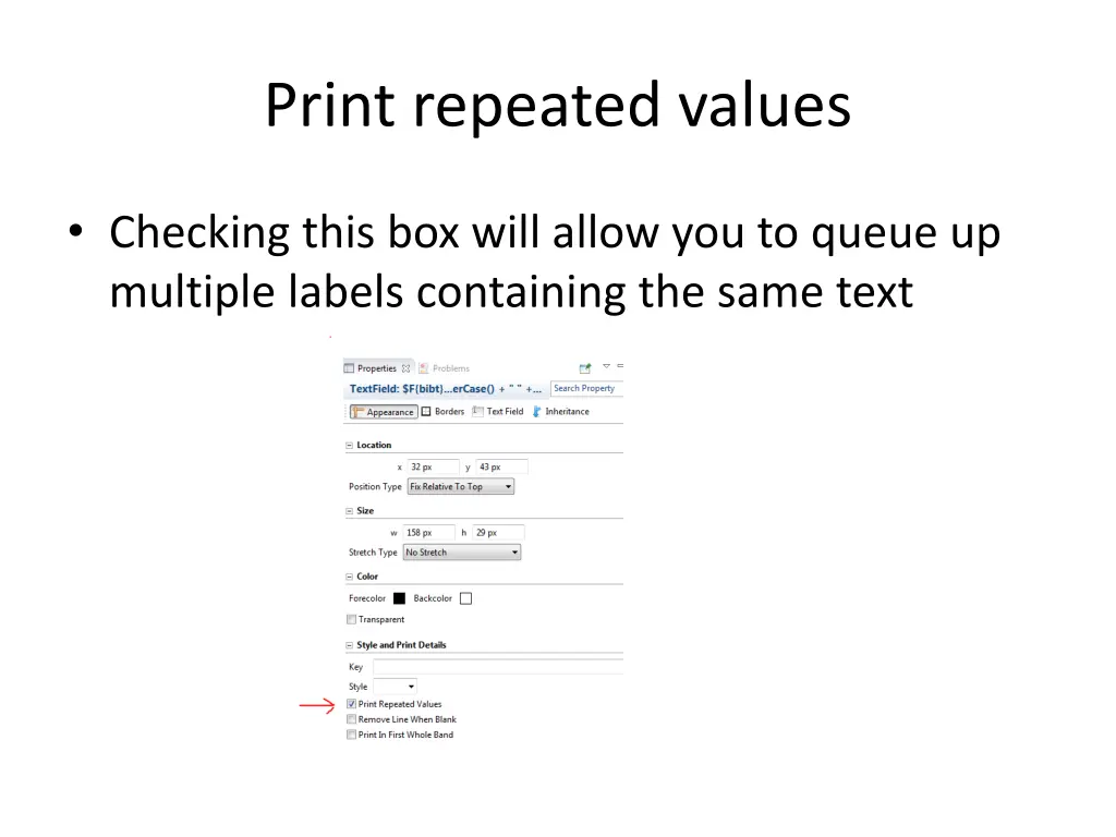 print repeated values