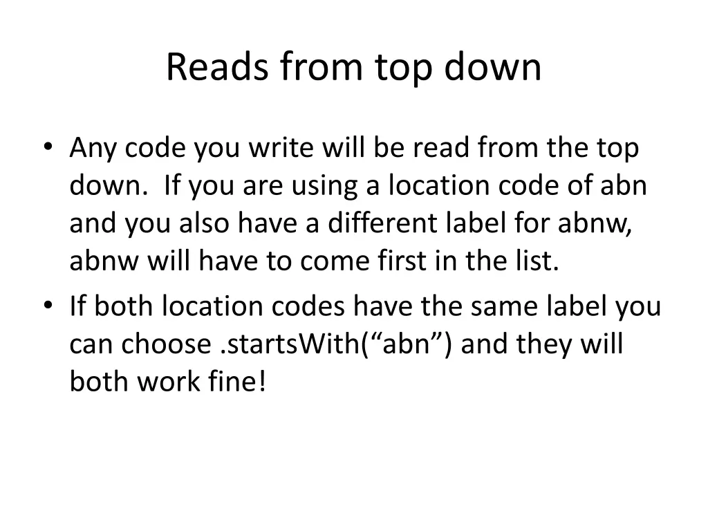 reads from top down