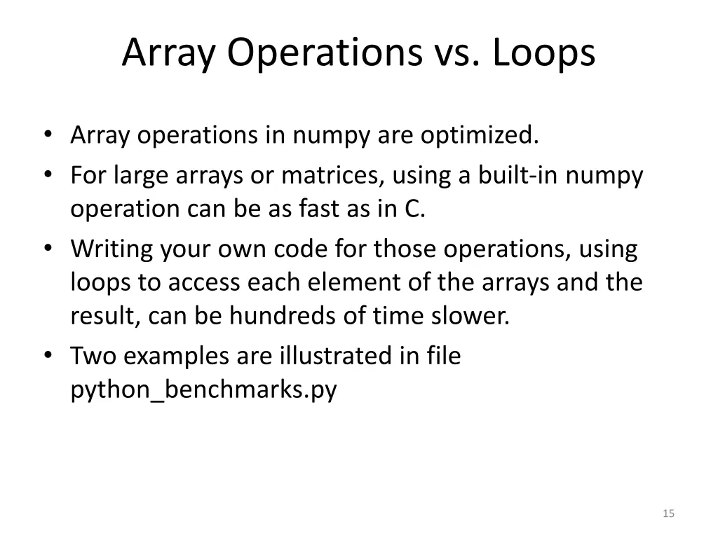 array operations vs loops
