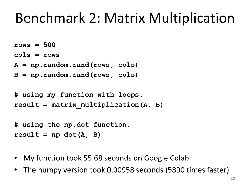 benchmark 2 matrix multiplication 1