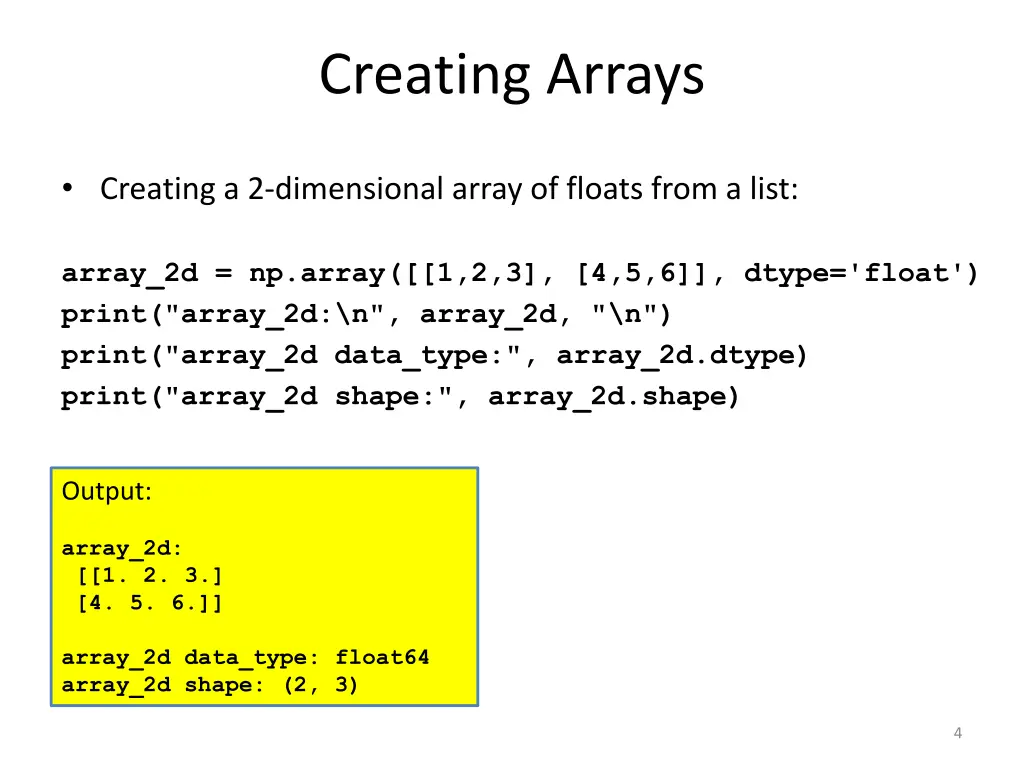 creating arrays 1