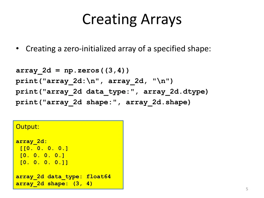 creating arrays 2