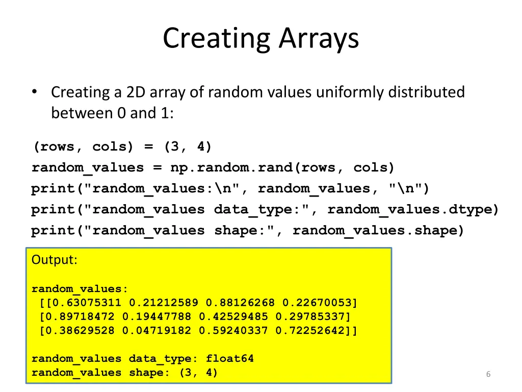 creating arrays 3