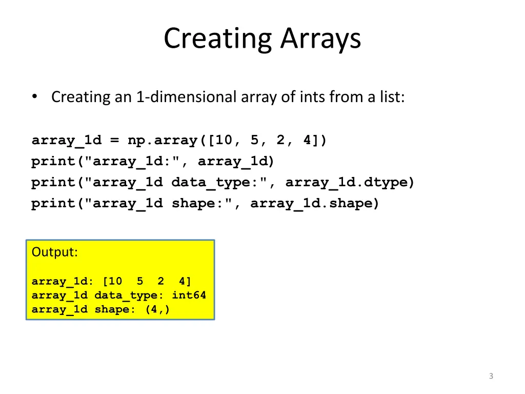 creating arrays