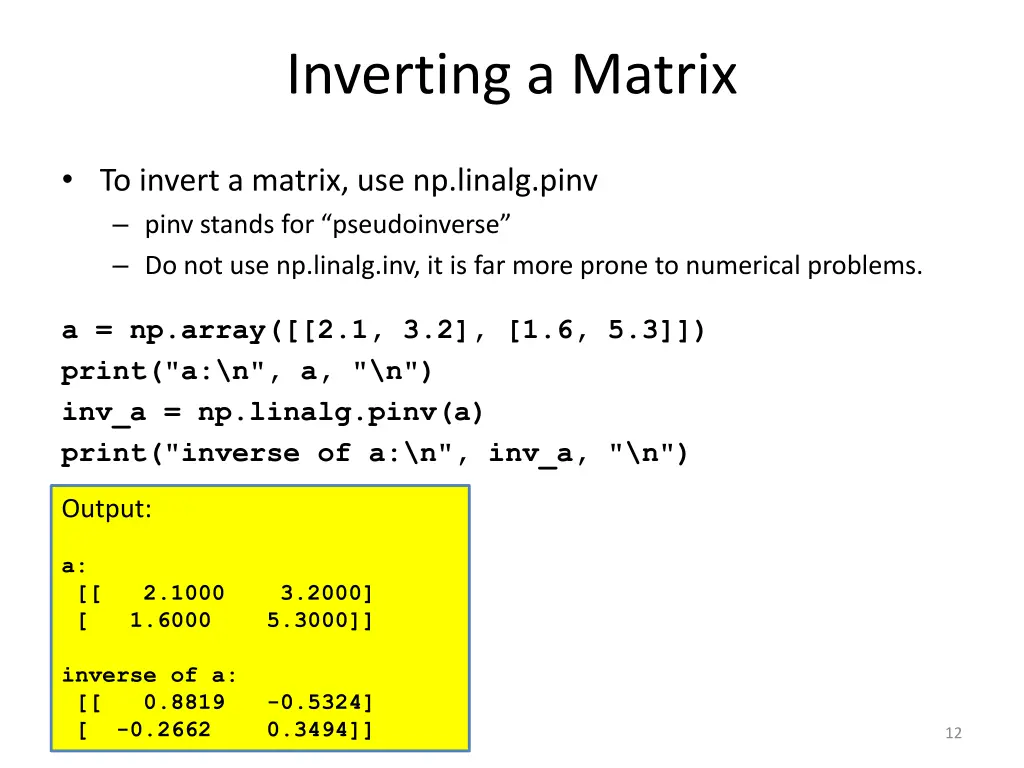 inverting a matrix