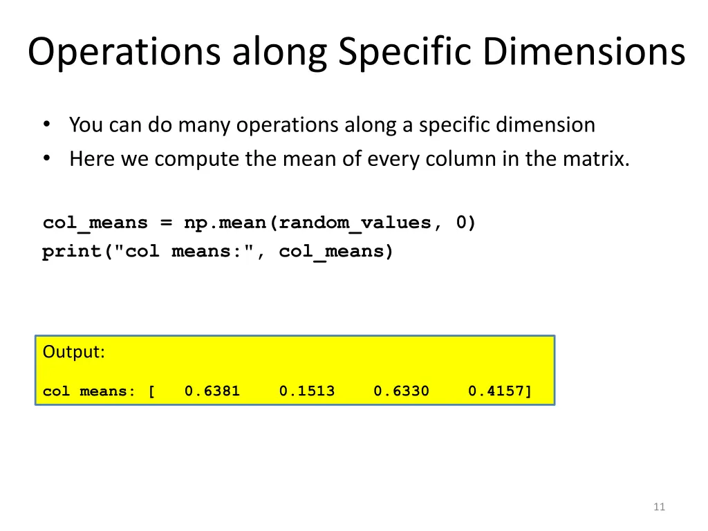 operations along specific dimensions 1