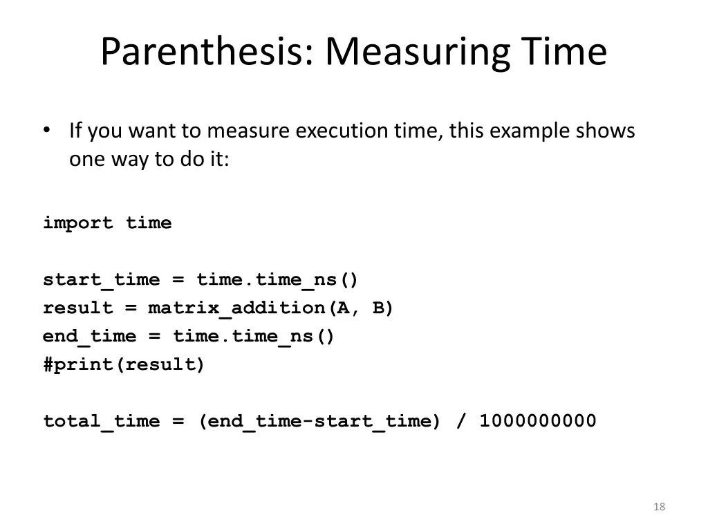 parenthesis measuring time