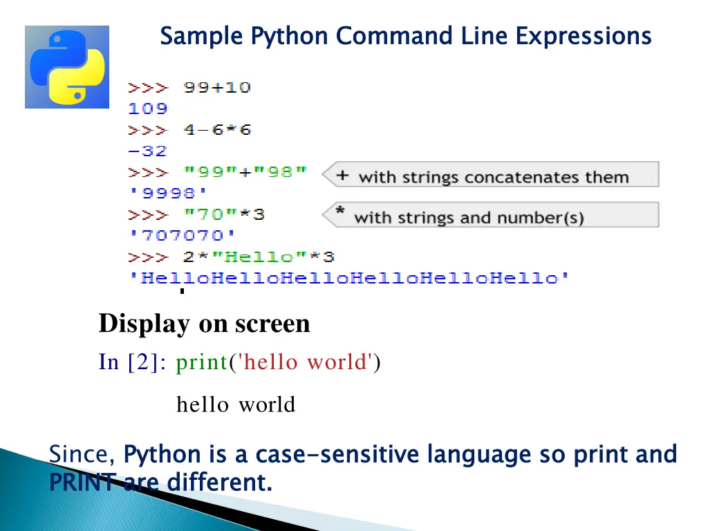 sample python command line expressions