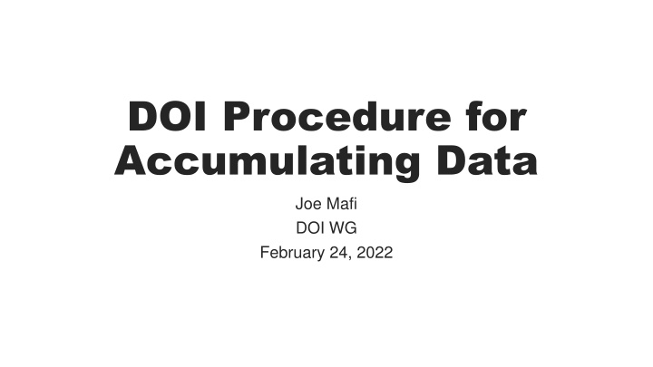 doi procedure for accumulating data joe mafi
