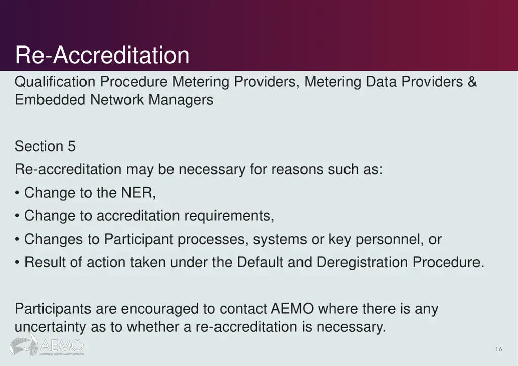 re accreditation qualification procedure metering