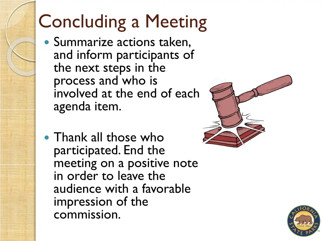 concluding a meeting summarize actions taken