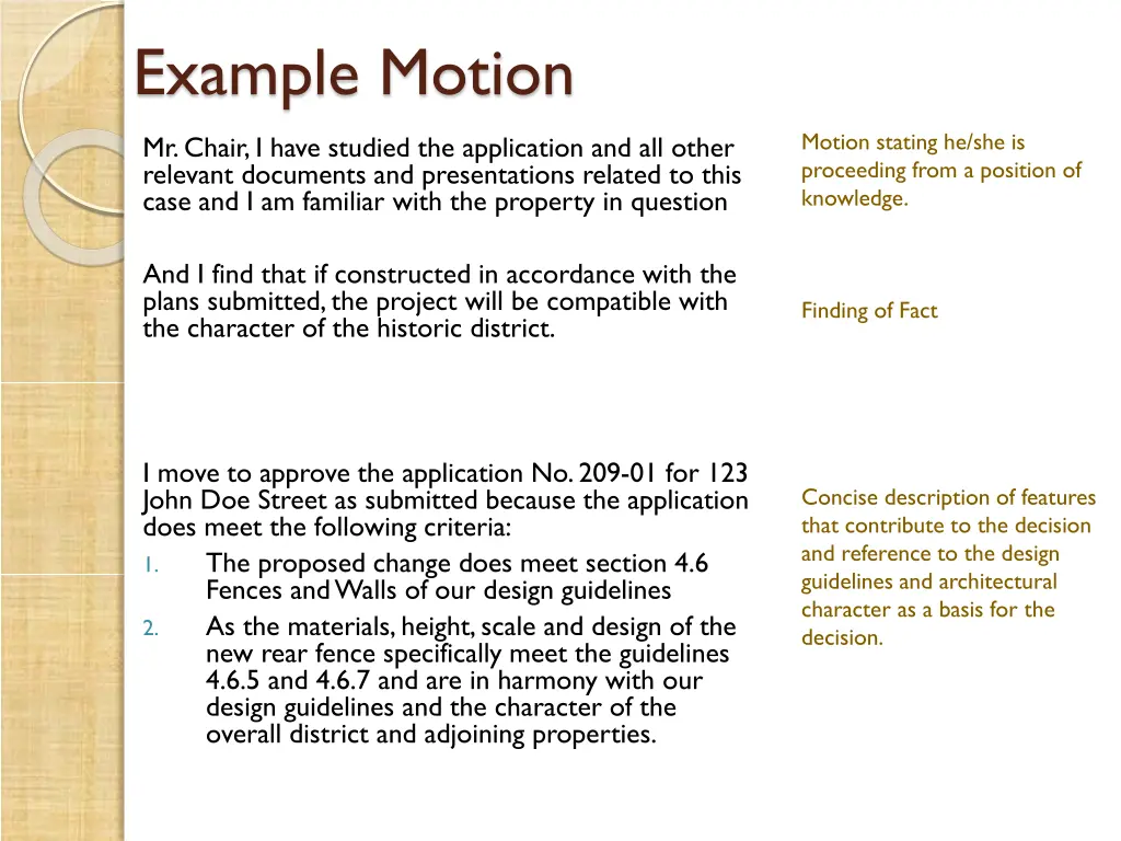 example motion