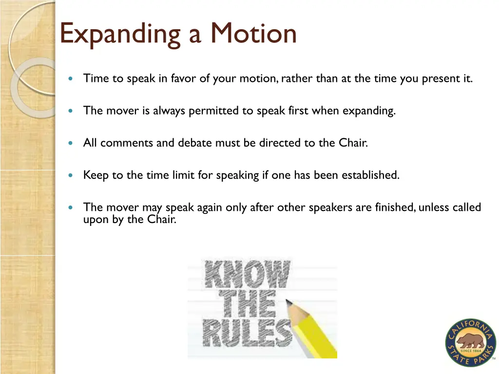 expanding a motion
