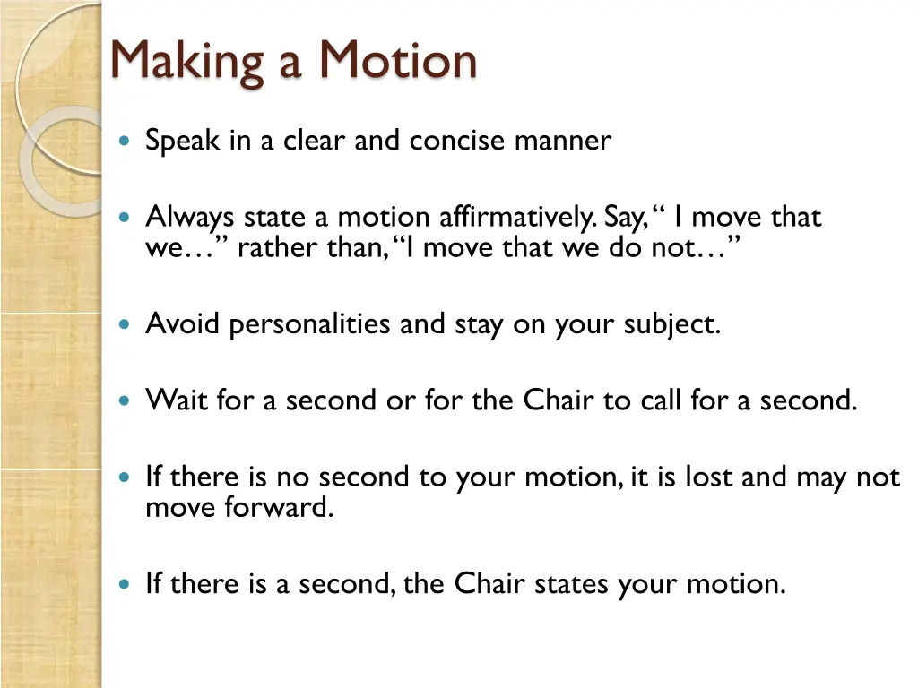 making a motion