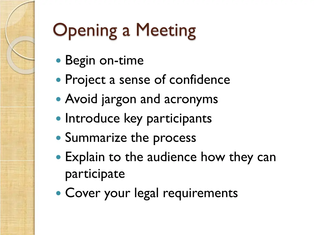 opening a meeting