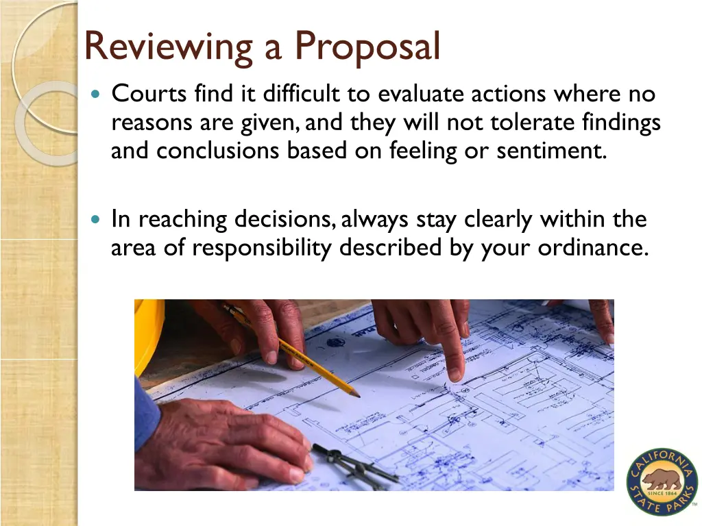 reviewing a proposal courts find it difficult