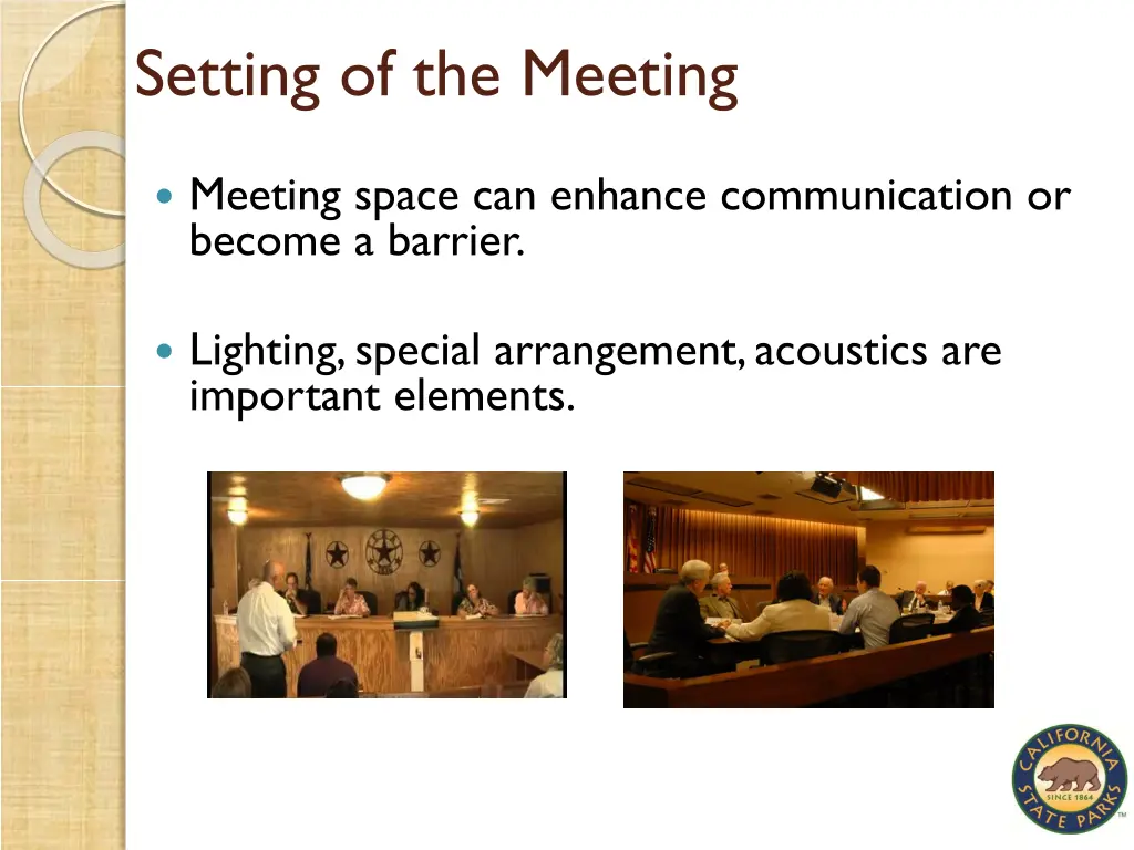 setting of the meeting