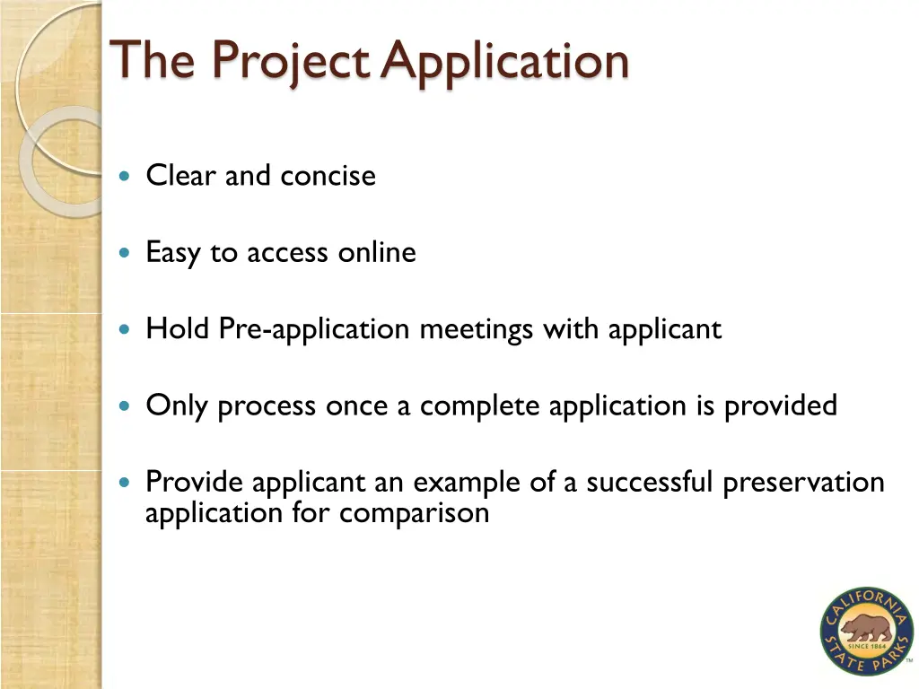 the project application
