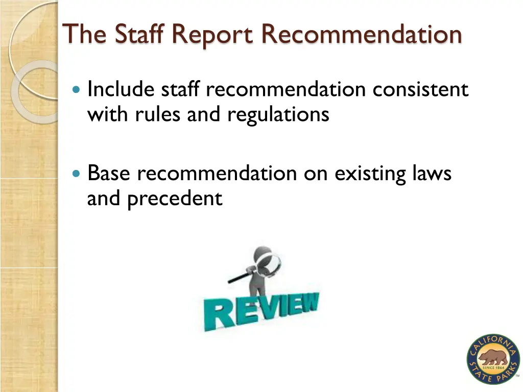 the staff report recommendation