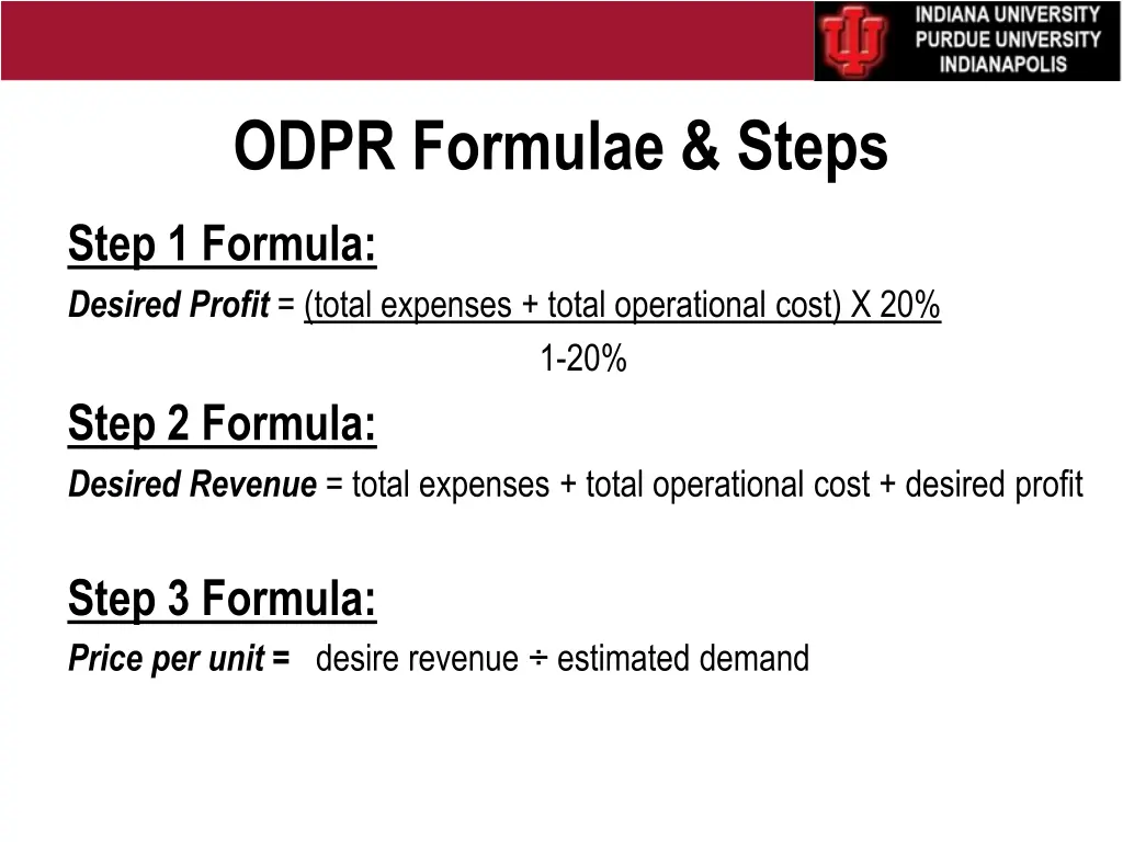odpr formulae steps