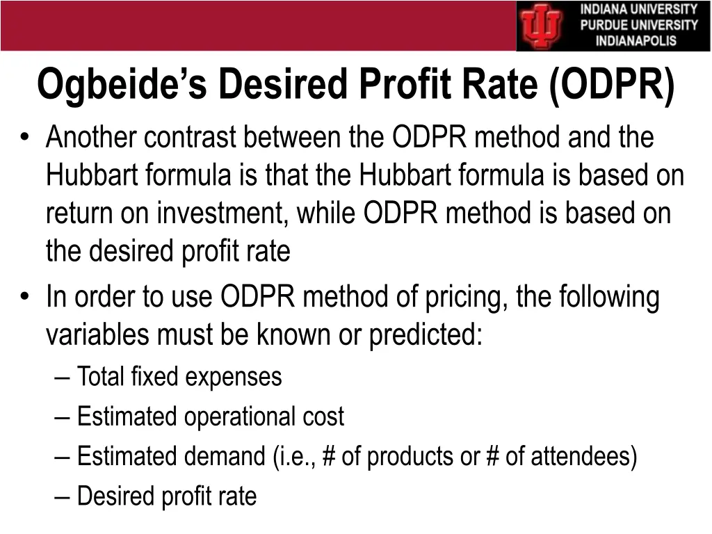 ogbeide s desired profit rate odpr another