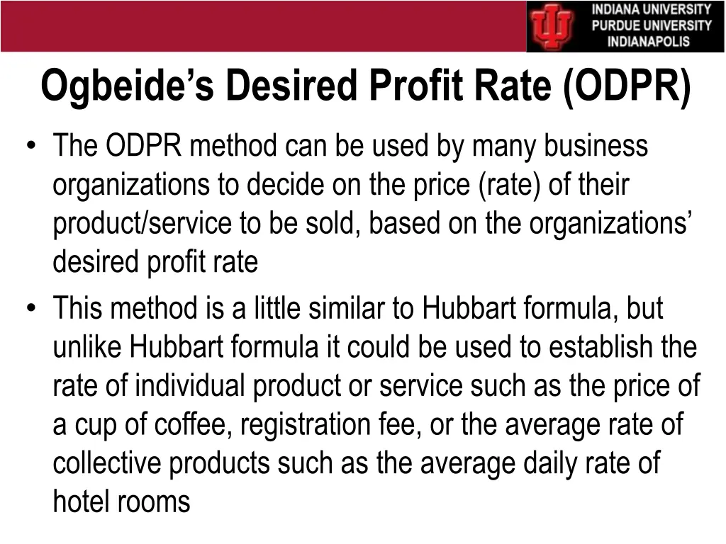 ogbeide s desired profit rate odpr