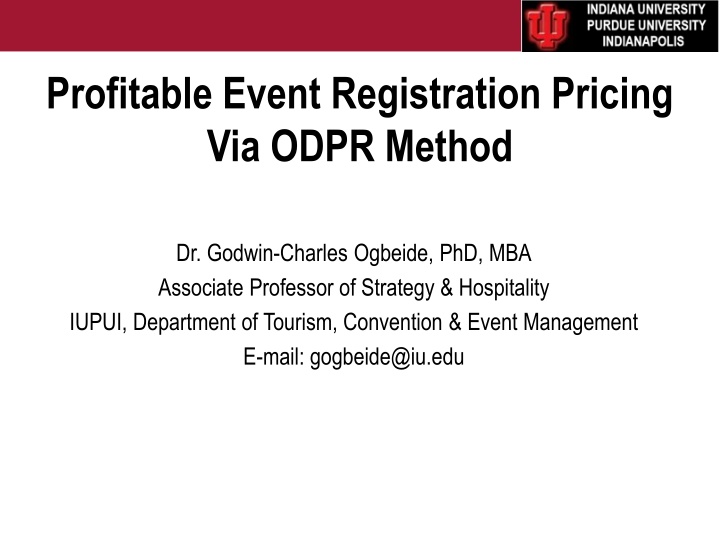 profitable event registration pricing via odpr