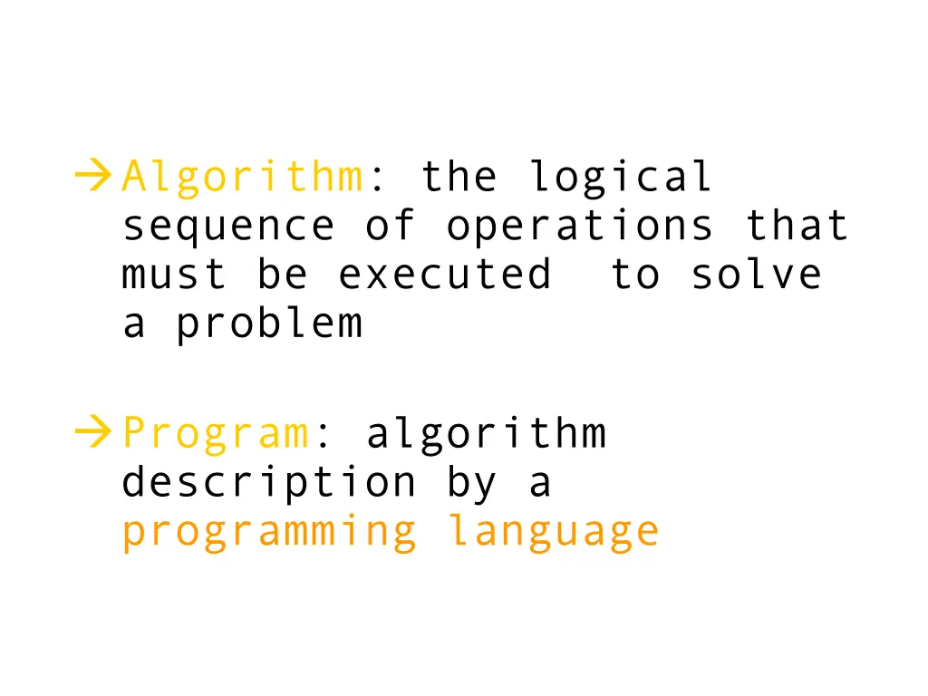 algorithm the logical sequence of operations that